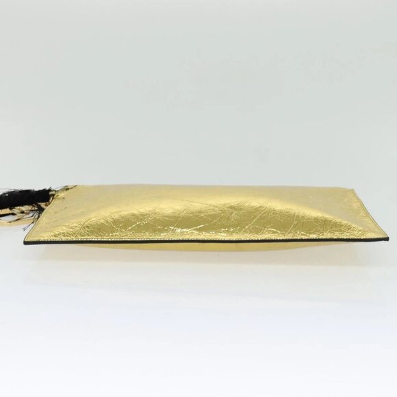 FENDI Clutch Bag Leather Brown Gold Auth mr1110V - Picture 5 of 16